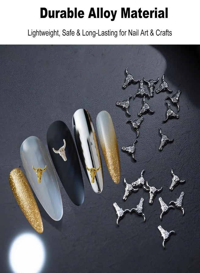 ZGGAZCA 100Pcs Cowboy Nail Charms for Nails Mix Western Rodeo Themed Nail Art Decorations Cowgirl Stickers Minimalist Nail Decals Gold Silver Gunmetal Nail Accessories for Acrylic Designs - Image 2